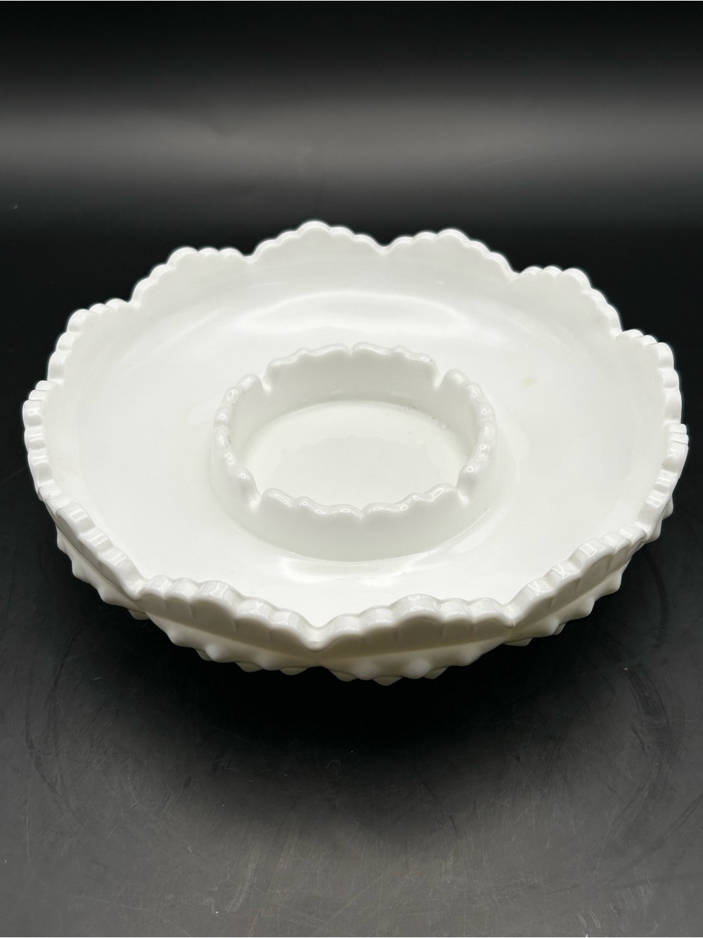 Fenton Hobnail Double Dish